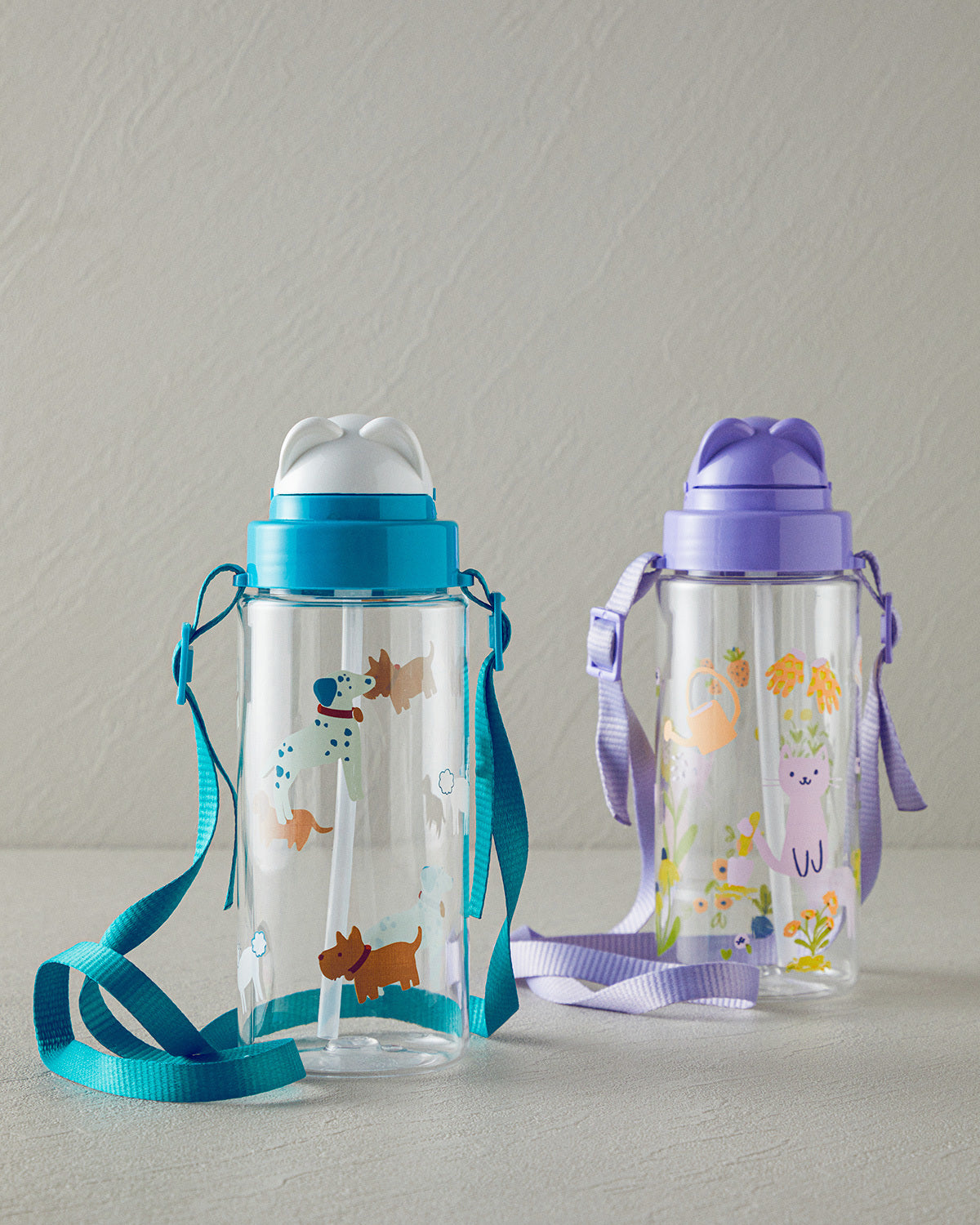 Cute Dogs Tritan Strapped Kids Water Bottle 500 ml Turquoise (view 4)