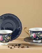 Vanilla New Bone China 4 Pieces 2 Servings Coffee Cup Set 90 ml - Navy Blue & Light Pink - Light Pink (view 2)