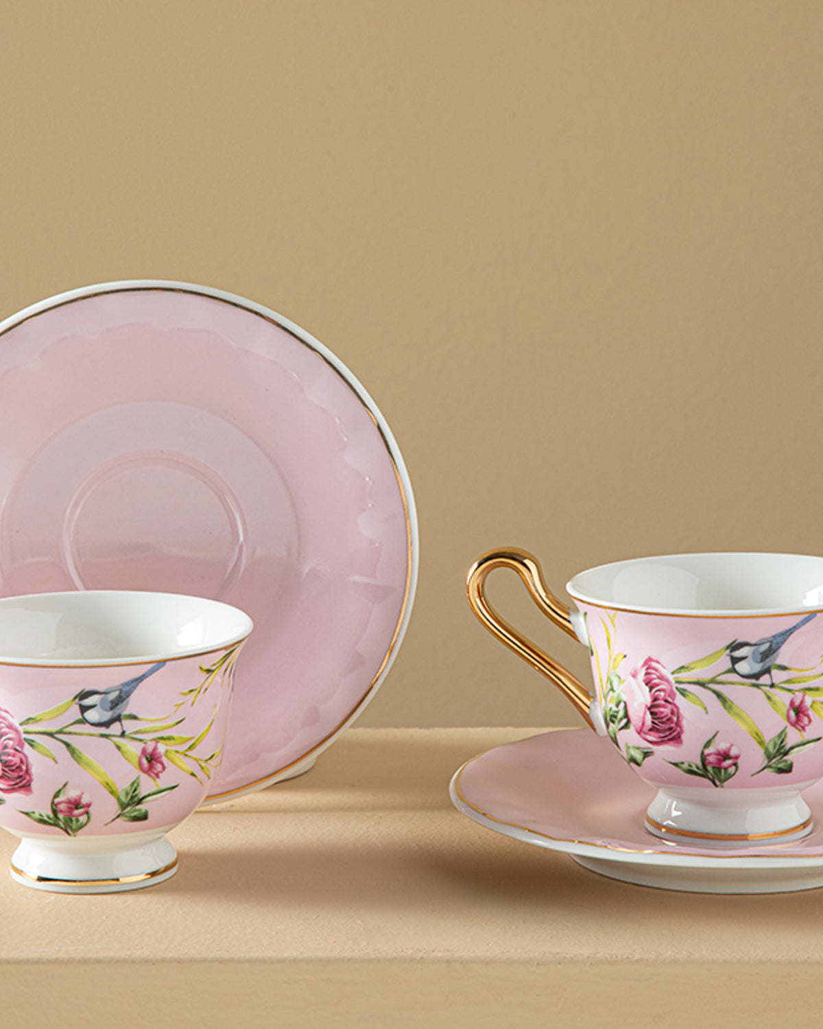 Vanilla New Bone China 4 Pieces 2 Servings Coffee Cup Set 90 ml - Navy Blue & Light Pink (view 5)