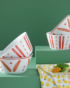Dainty Lines Bone Porcelain 2 pcs Bowl 11 cm Orange (view 3)