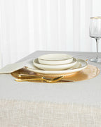 Luxe Linen Look Polyester Table Cloth 150x200 cm Beige (view 2)