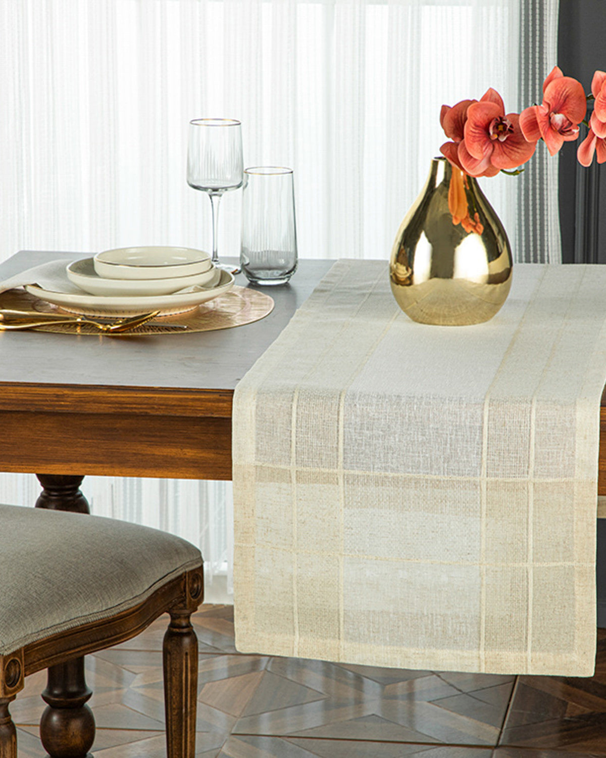 Luxe Linen Look Polyester Runner 40x150 cm Beige