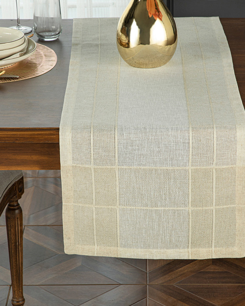 Luxe Linen Look Polyester Runner 40x150 cm Beige (view 2)