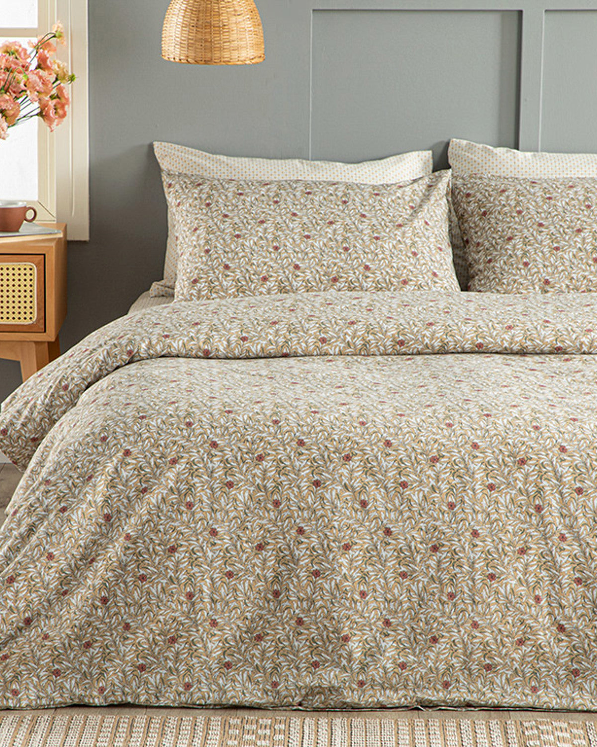 Pure Poppy Easy Iron Single Size Duvet Cover Set 160x220 cm Beige
