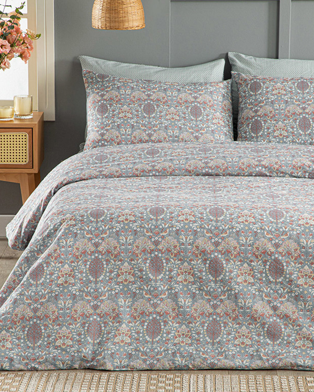 Honeysuckle Easy Iron Single Size Duvet Cover Set 160x220 cm Blue