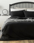 Plain Cotton Double Size Duvet Cover Set 200x220 cm Black