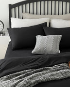 Plain Cotton Double Size Duvet Cover Set 200x220 cm Black (view 2)