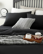 Plain Cotton Double Size Duvet Cover Set 200x220 cm Black (view 3)