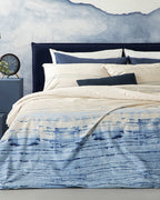 Blurry Wave Cotton Duvet Cover Set Blue (view 4)