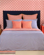 Tesselation Cotton Duvet Cover Set Red - Navy Blue - Single 160x220 cm