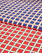 Tesselation Cotton Duvet Cover Set Red - Navy Blue (view 4)