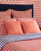 Tesselation Cotton Duvet Cover Set Red - Navy Blue (view 7)
