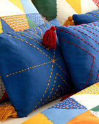 Triangles Cotton Double Size Duvet Cover Set 200x220 cm Yellow - Orange (view 4)