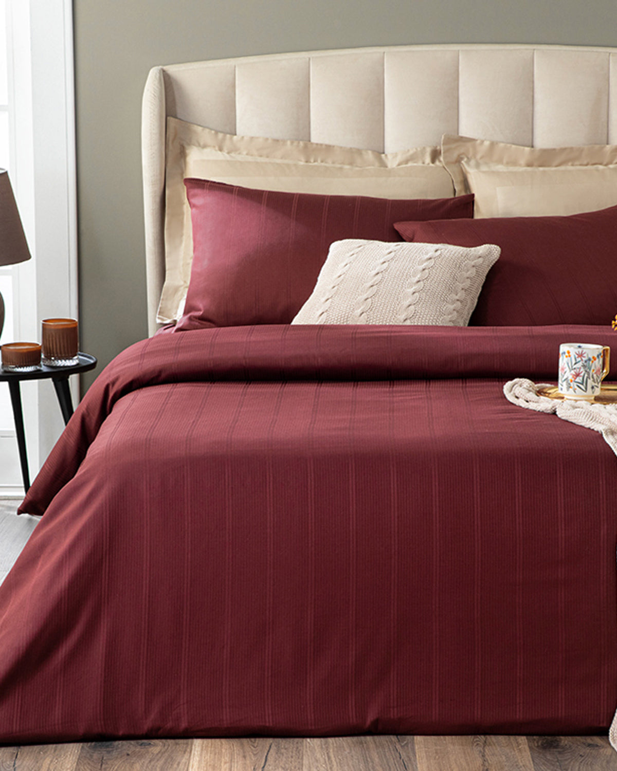 Listra Striped Cotton Satin Duvet Cover Set (view 6)