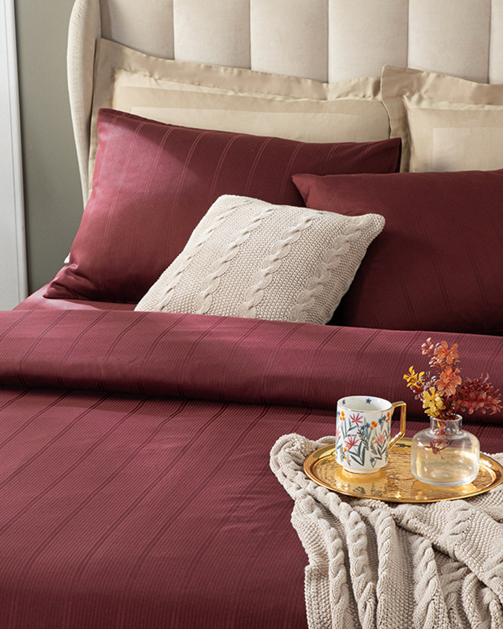 Listra Striped Cotton Satin Duvet Cover Set (view 7)