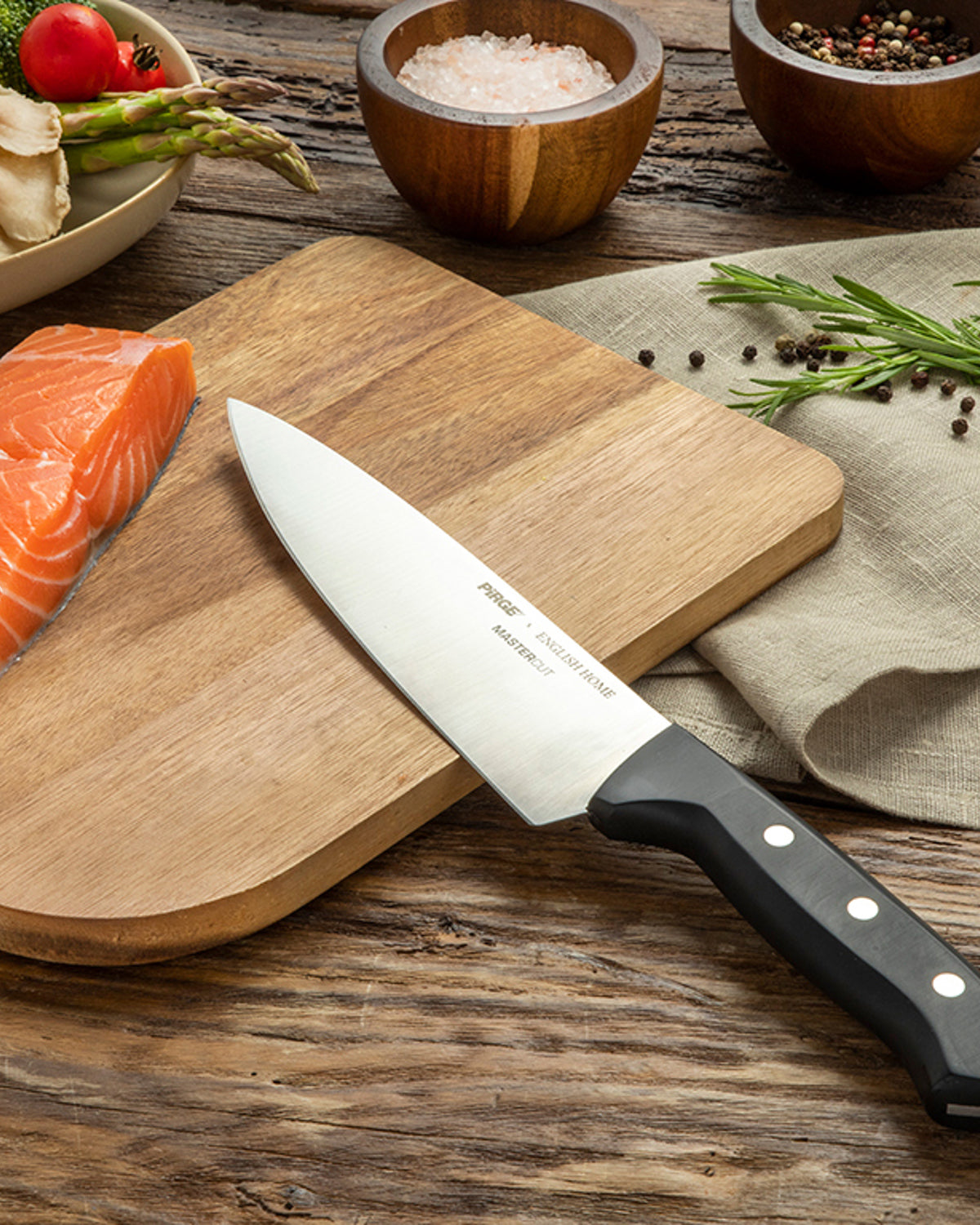 Pirge x English Home Master Cut Steel Chef Knife 19 cm Black