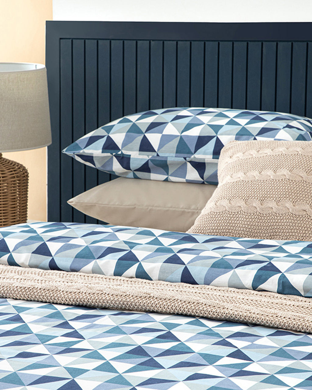 Trigon Cotton King Size Duvet Cover Set 240x220 cm Blue - Gray (view 2)