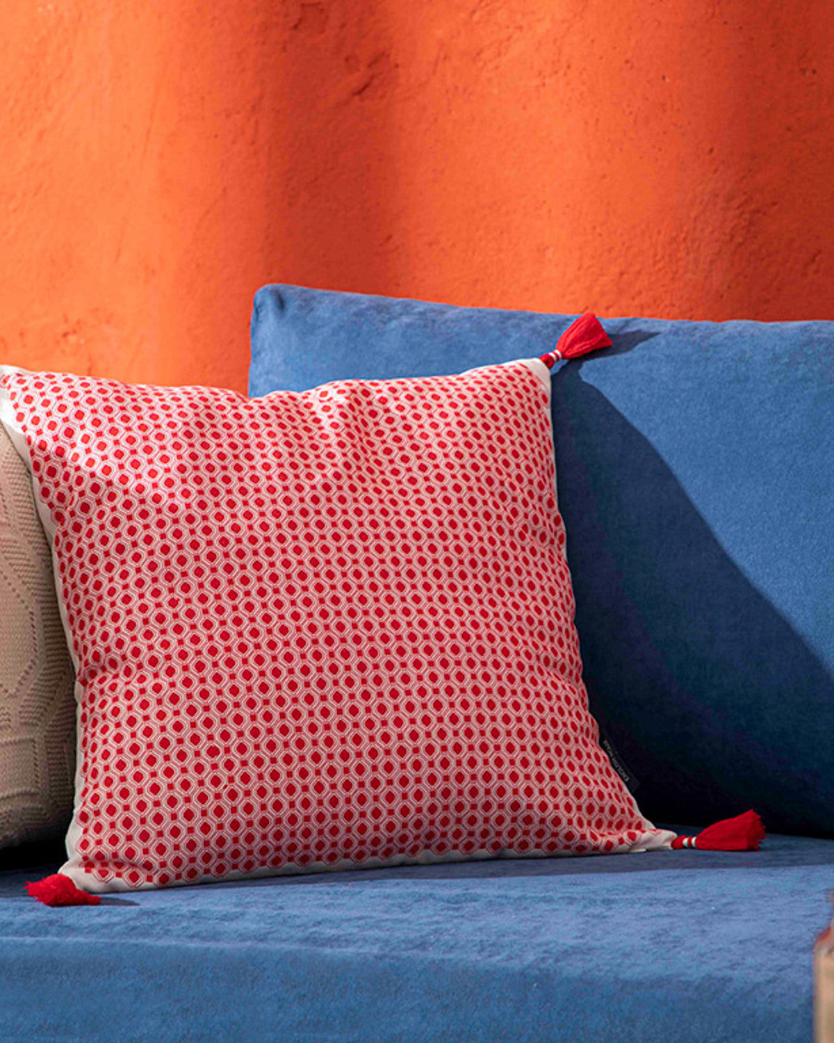 Delilah Printed Toss Pillow Cover 43x43 cm White - Red