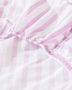 Stripe Cotton Kids Fitted Sheet Set 100x200 cm Purple (view 2)