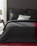 Listral Striped Cotton Satin in a Box King Size 4 Pillows Duvet Cover Set 240x220 cm Anthracite