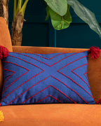Chelle Handmade Stuffed Cushion Red - Navy Blue - 35x50 cm