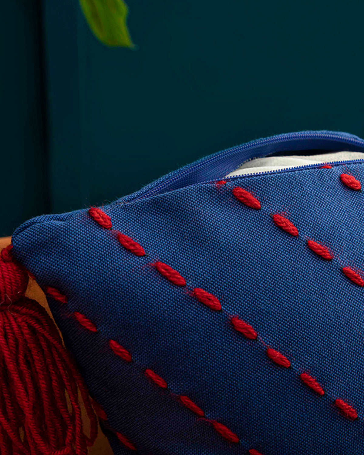 Chelle Handmade Stuffed Cushion Red - Navy Blue (view 5)