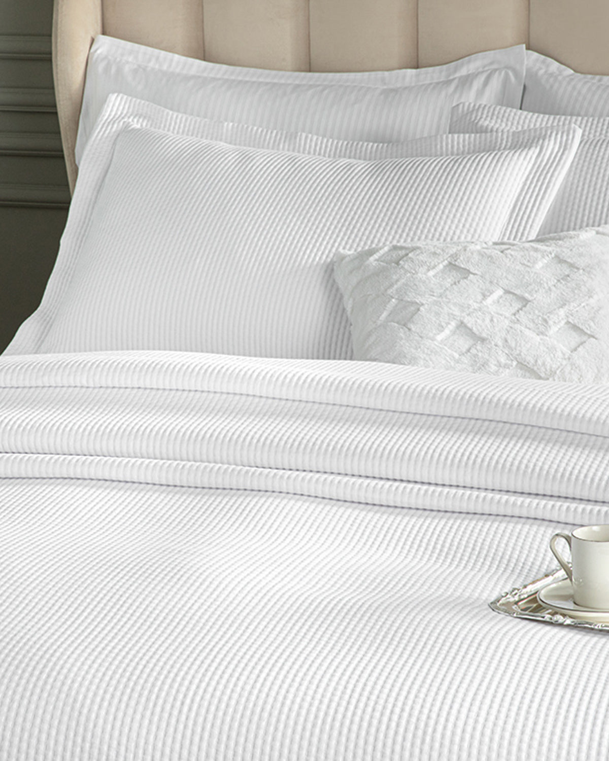 Luxury Cotton Bed Spread Set White - Double 240x260 cm (view 2)