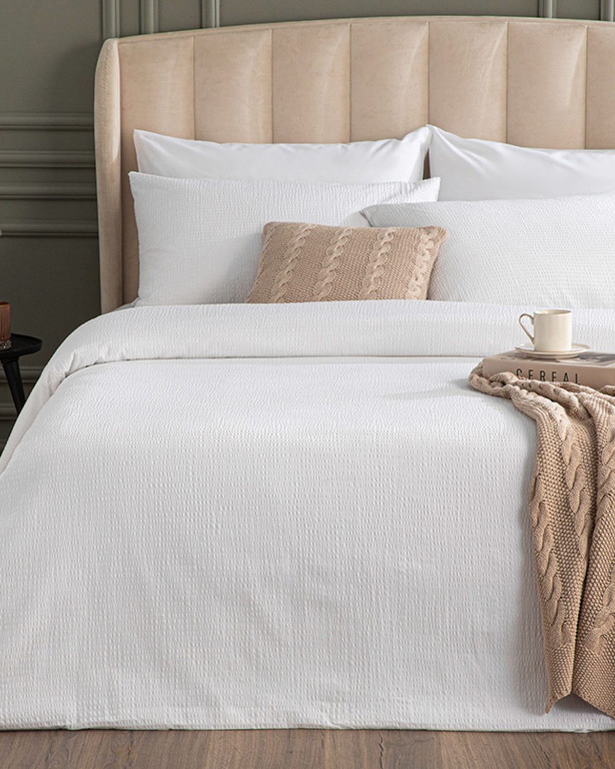 Showy 0;5 cm Emboss Double Size Duvet Cover Set 200x220 cm White