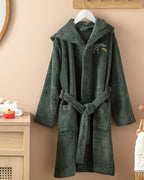 Dinosaurs World Triga Embroidered Kids Bathrobe 6-8 Years Green