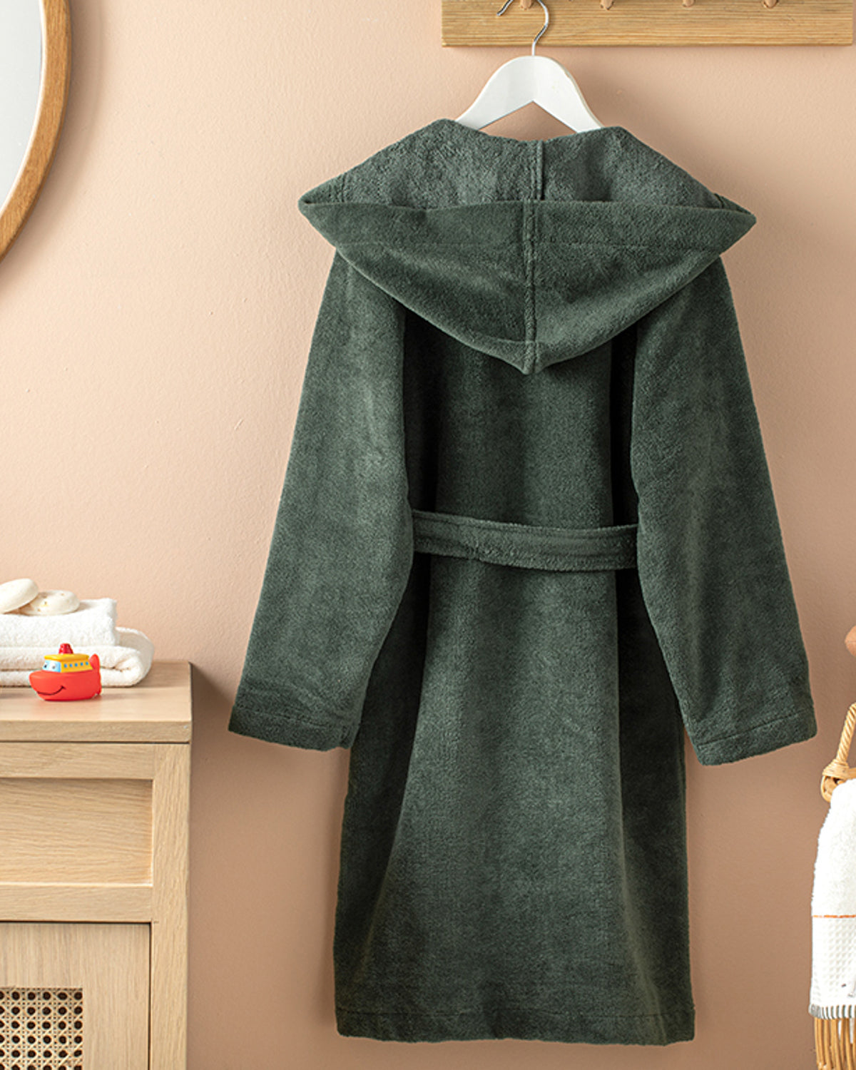 Dinosaurs World Triga Embroidered Kids Bathrobe 6-8 Years Green (view 2)