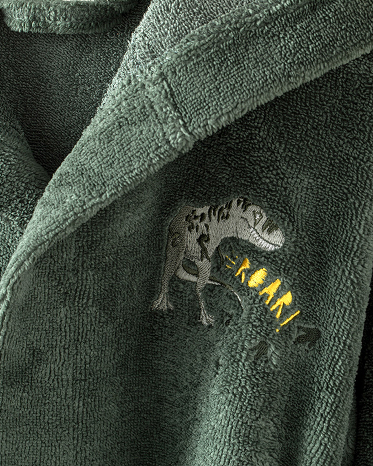 Dinosaurs World Triga Embroidered Kids Bathrobe 6-8 Years Green (view 3)