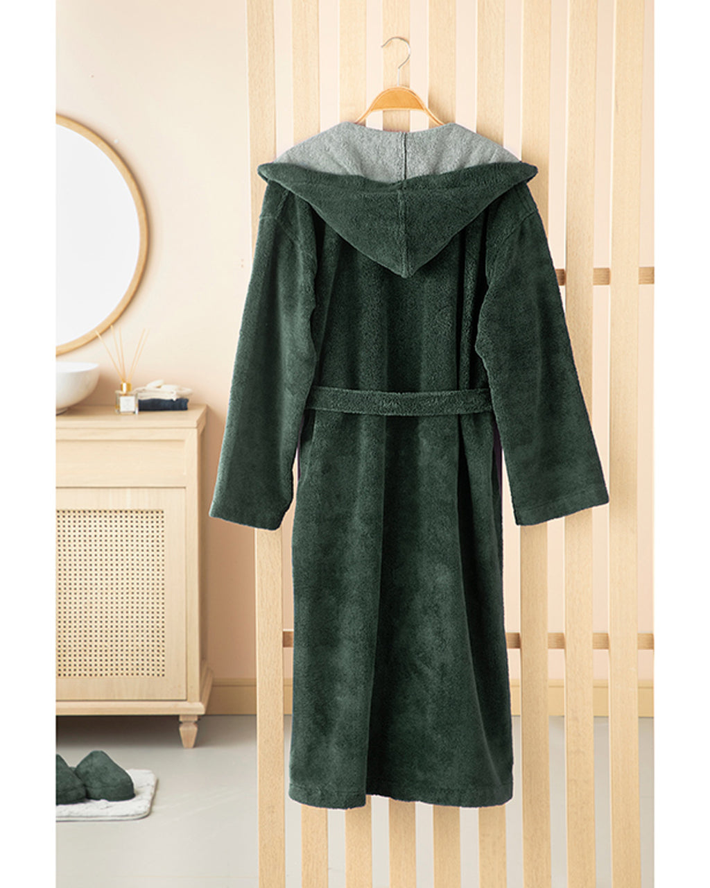 Softy Triga Cotton with Hood Bathrobe S-M Dark Green (view 2)