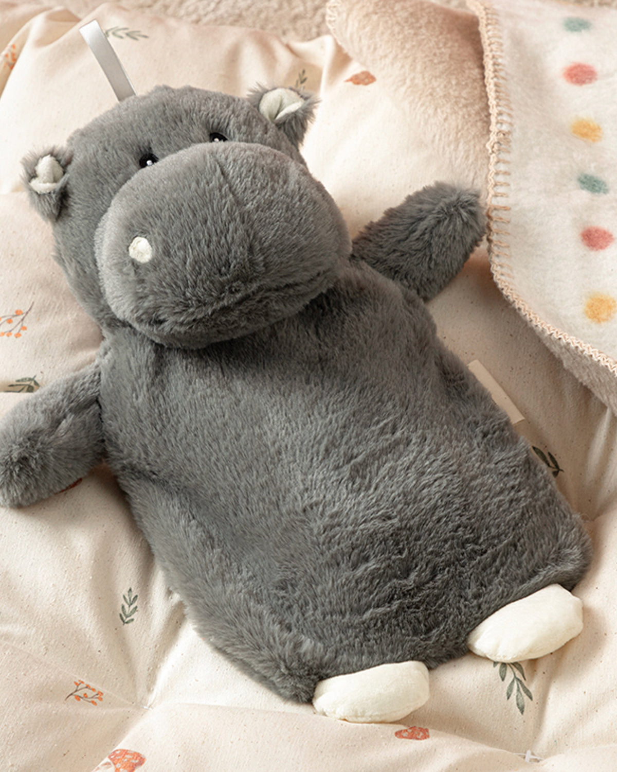 Hipopotam Plush Hot Water Bottle 750 ml Gray