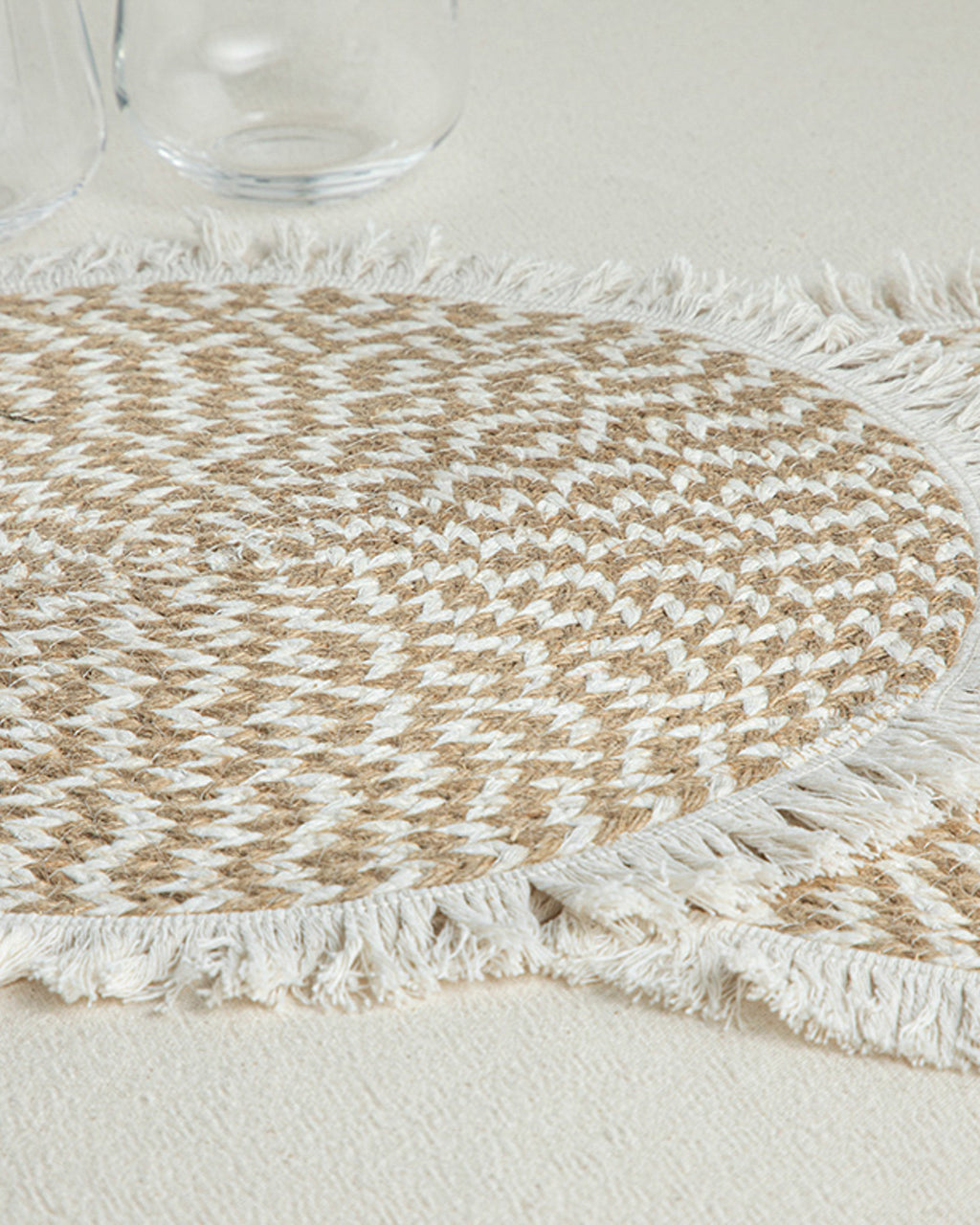 Rolena 50% Cotton 50% Jute 2 pcs Table Mat 35 cm Cream (view 2)