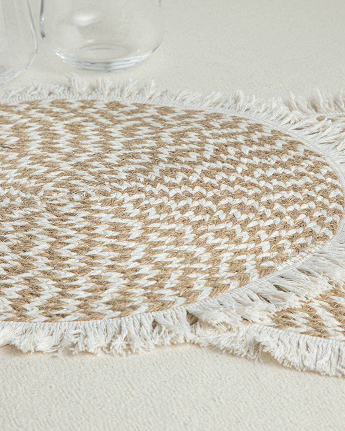 Rolena 50% Cotton 50% Jute 2 pcs Table Mat 35 cm Cream (view 2)