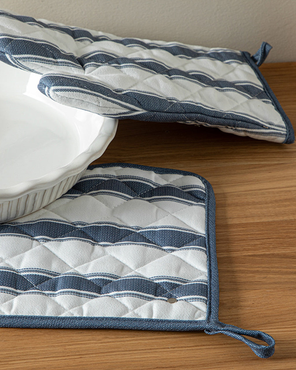 Blue Lines Polyester 2 pcs Kitchen Set 17x30 cm+20x20 cm Navy Blue (view 2)