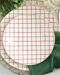 Modern Check Bone Porcelain Cake Plate 20 cm Red