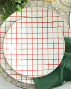 Modern Check Bone Porcelain Cake Plate 20 cm Red
