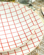 Modern Check Bone Porcelain Cake Plate 20 cm Red (view 3)