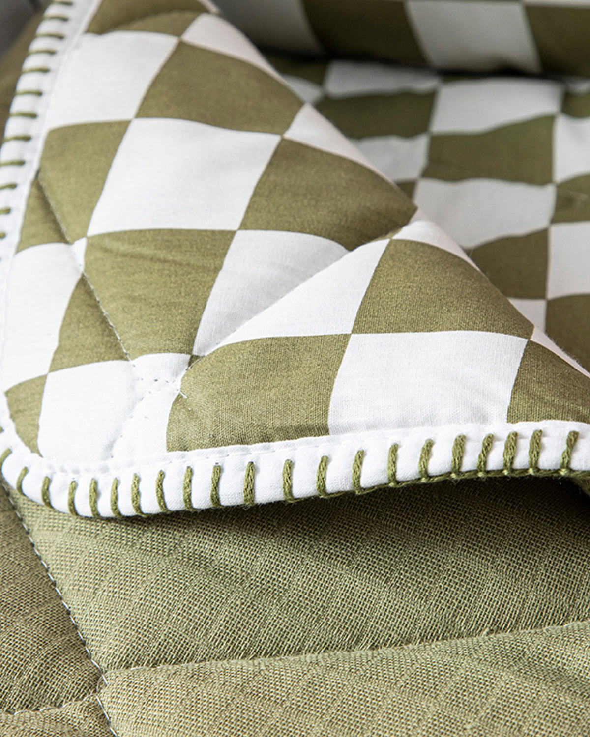 Squared Cotton Muslin Baby Quilt Set 95x145 cm (view 4)