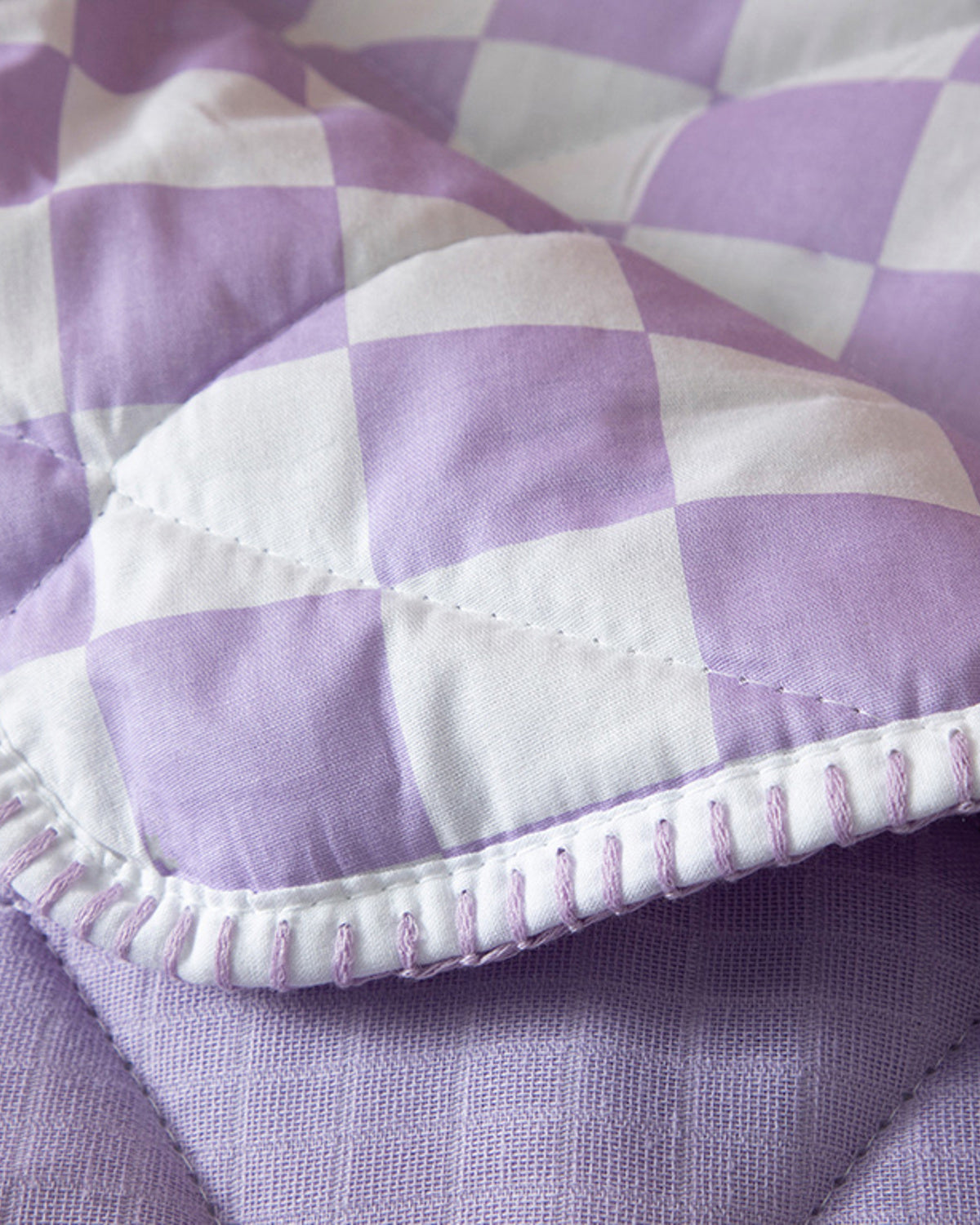 Squared Cotton Muslin Baby Quilt Set 95x145 cm (view 8)