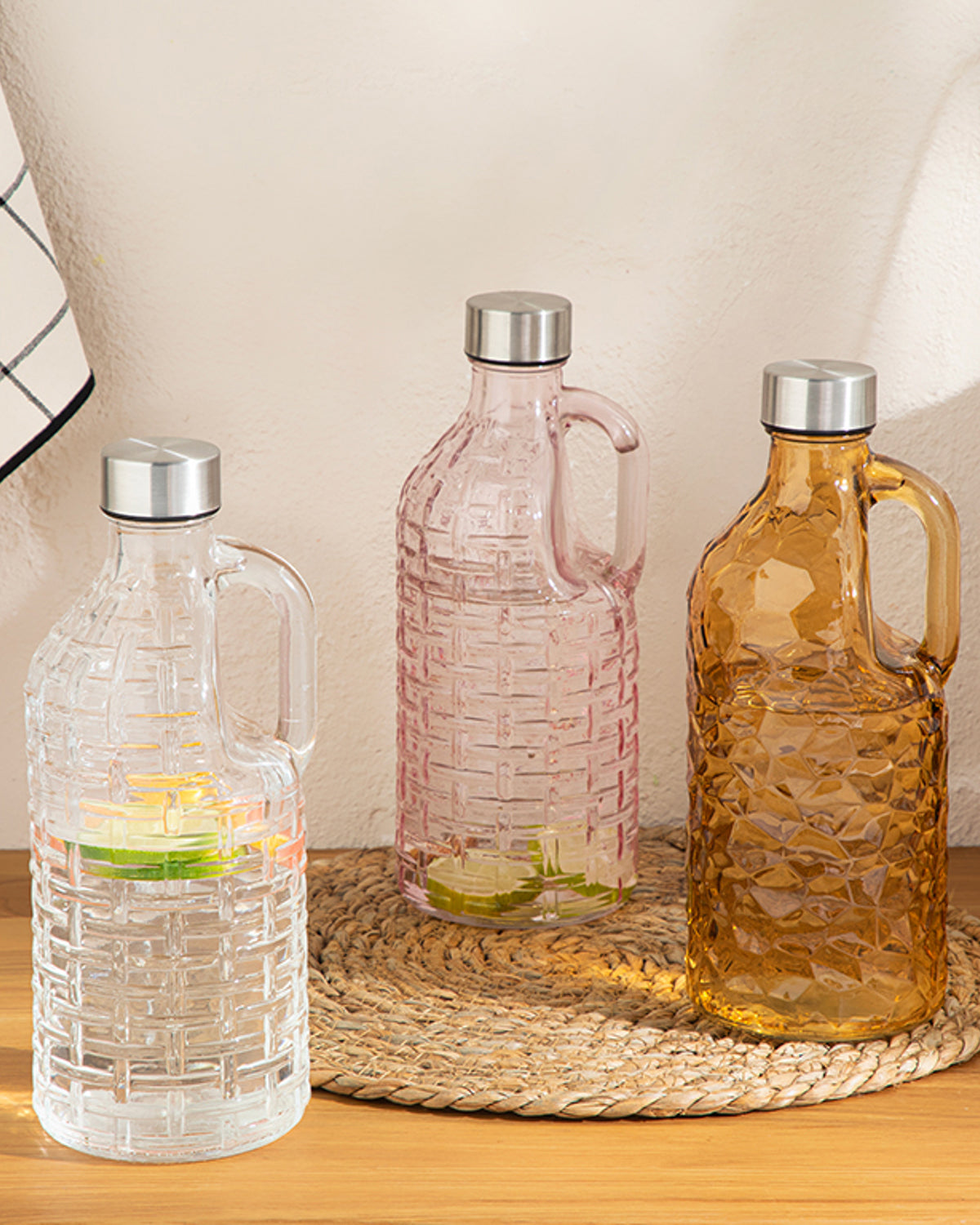 Micale Glass Bottle 1000 ml Pink (view 3)