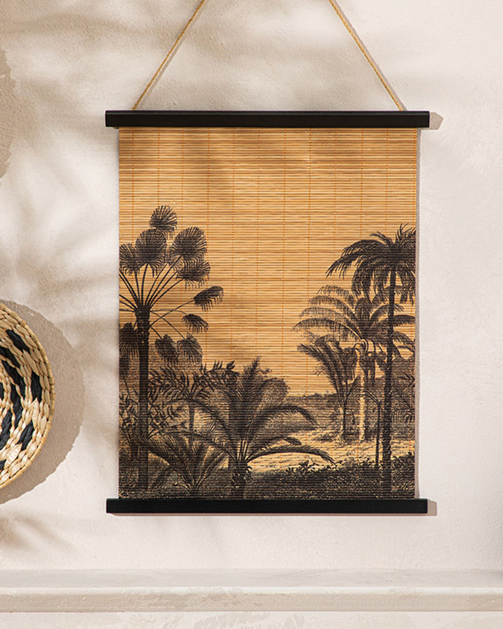 Exotic Palm Bamboo Wall Accessory 38x46x1.2 cm Natural - Black