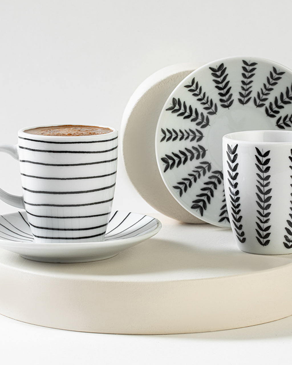 Porcelain 4 Pieces 2 Servings Coffee Cup Set 100 ml Black