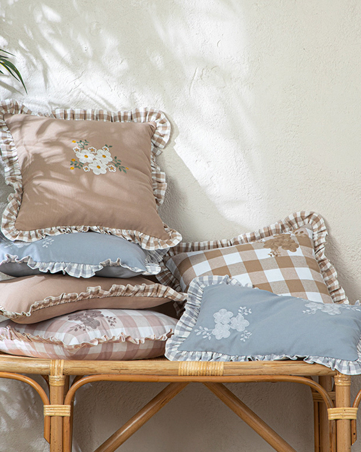 Plain Color Cotton Polyester Toss Pillow Cover Beige (view 4)