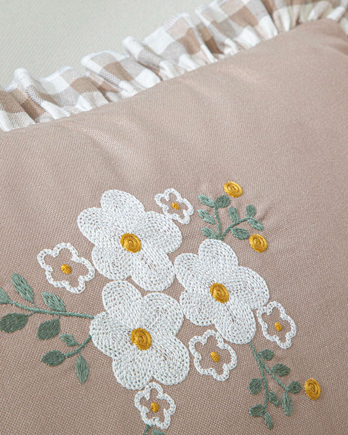 Plain Color Cotton Polyester Toss Pillow Cover Beige (view 6)