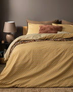 Palm Crêpe Double Size Duvet Cover Set 200x220 cm Mustard
