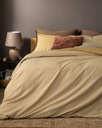 Palm Crêpe Double Size Duvet Cover Set 200x220 cm Mustard (view 2)