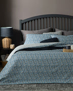 Floral Trail Crêpe Double Size Duvet Cover Set-Flat Sheet 200x220 cm Blue