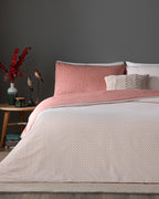 Daisy Bouquet Green Crêpe Double Size Duvet Cover Set-Flat Sheet 200x220 cm Pink (view 2)